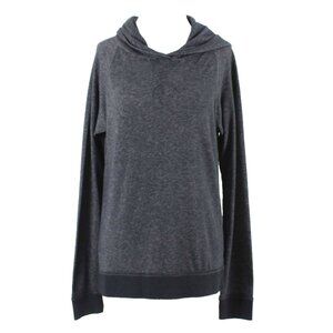 J Crew Sz M Charcoal Pullover Hooded Cotton Blend Sweater